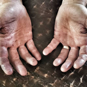 Hands of a Mason Texas Winegrower in the Texas Hill Country 